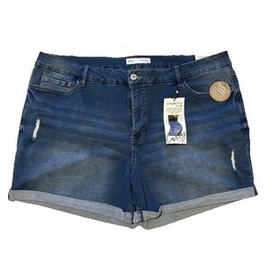 Royalty For Me Curvy Fit Ultra High Denim Distressed Shorts - Plus Size 22W NEW